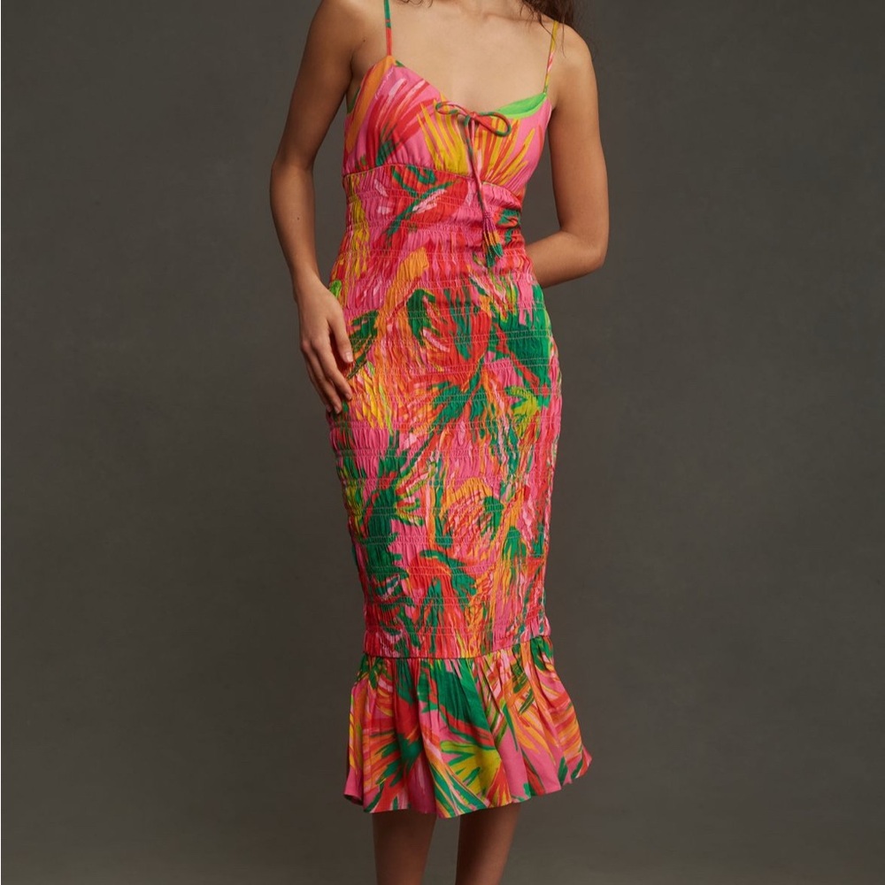 Farm Rio Ruched Tie Print Dress